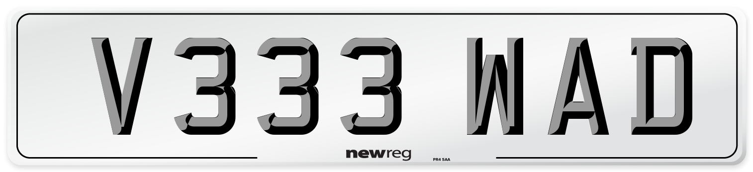 V333 WAD Number Plate from New Reg